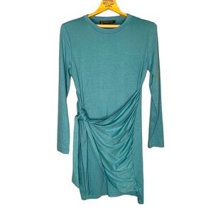 Merokeety NWT Long Sleeve, Ruched Waist Bodycon Mini T-Shirt Dress, Size M
